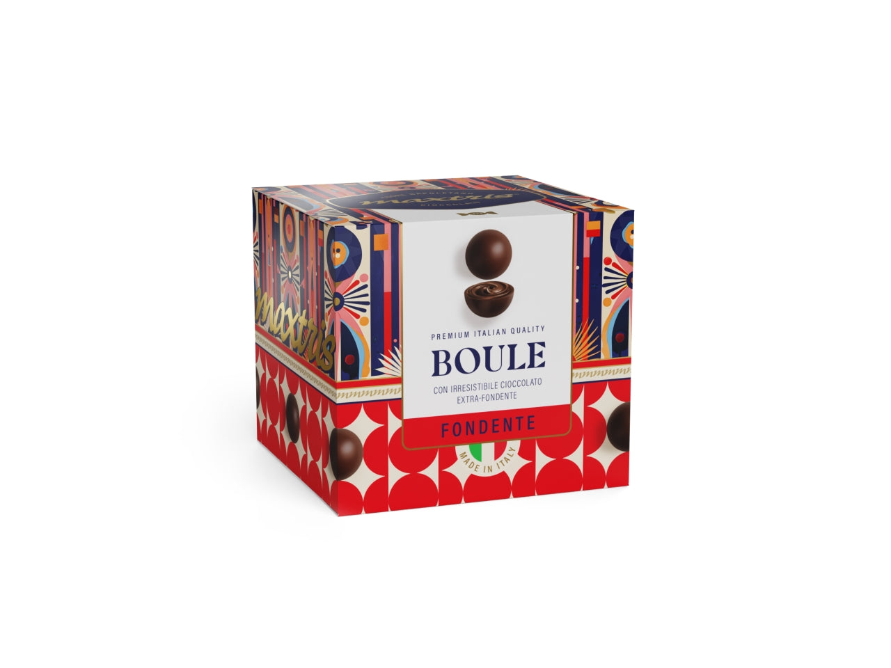 Maxtris boule cubotto fondente50% con ripieno morbido 180gr