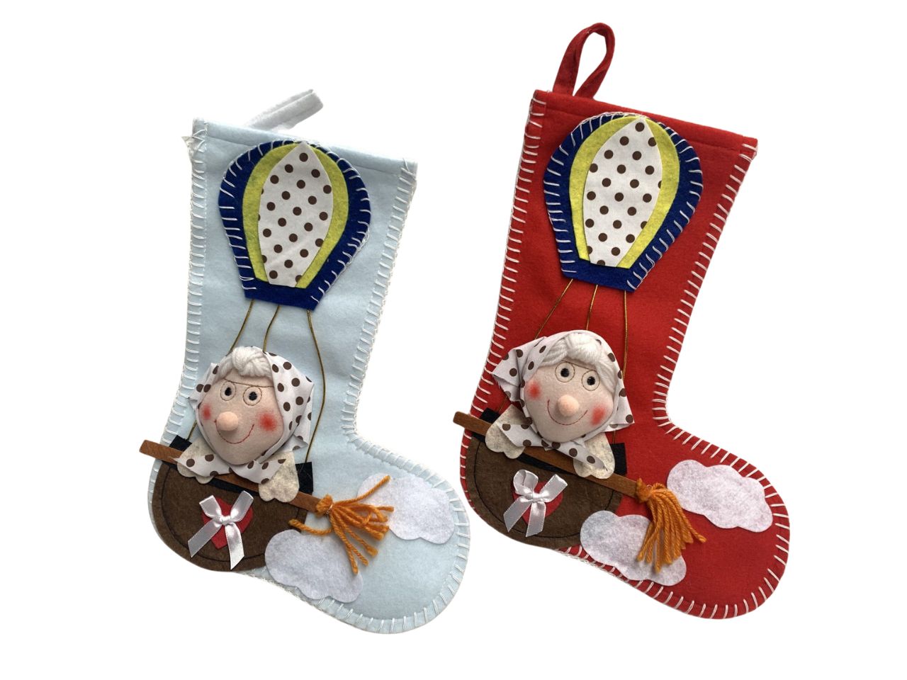 Calza Valeria 1 32cm in panno con befana modelli assortiti