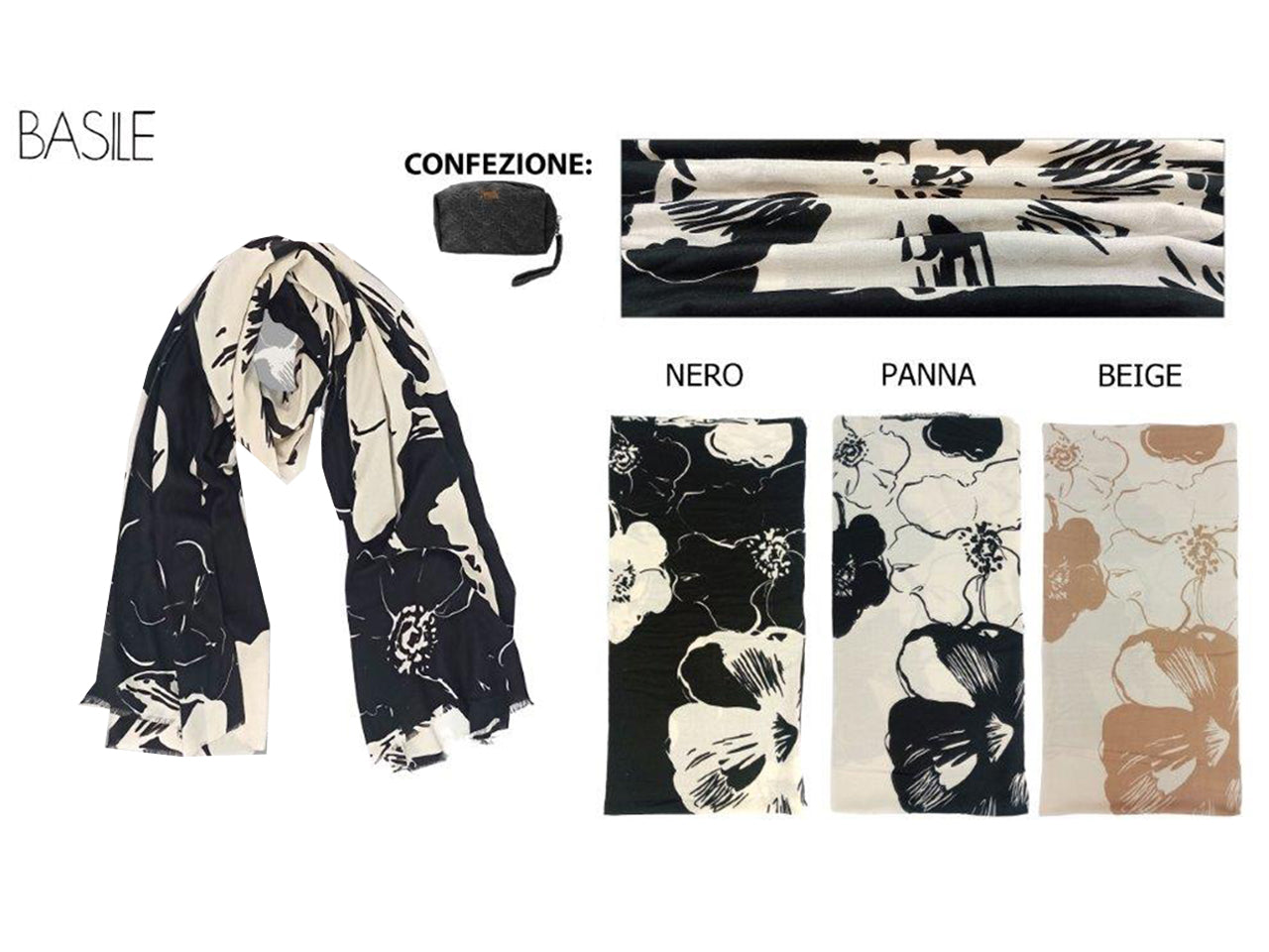 Sciarpa floreale basile colori assortiti