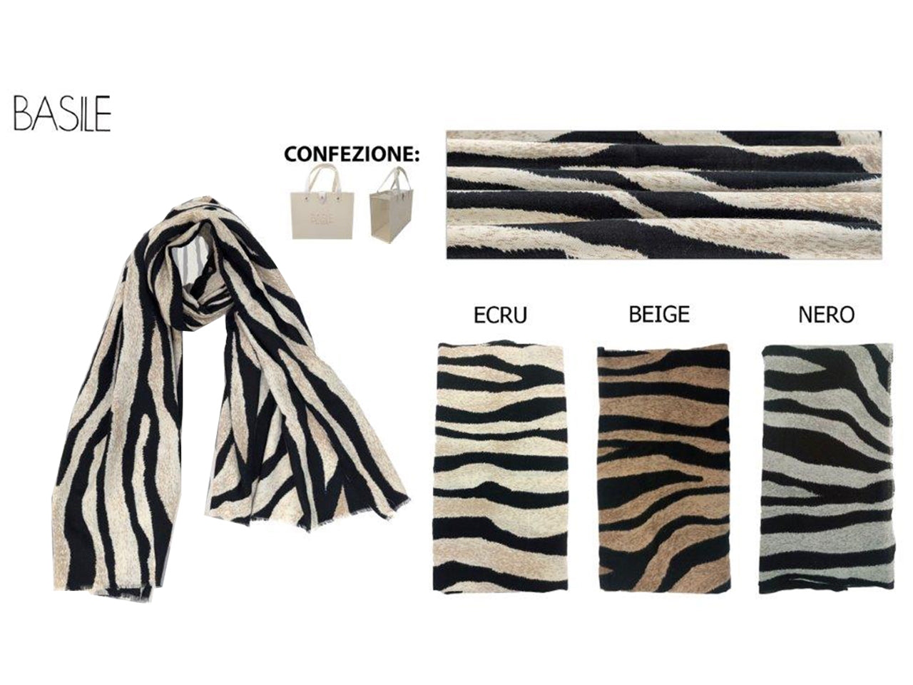 Sciarpa zebrata basile colore beige