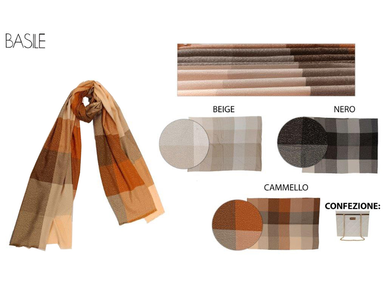 Pashmina quadri basile colori assortiti