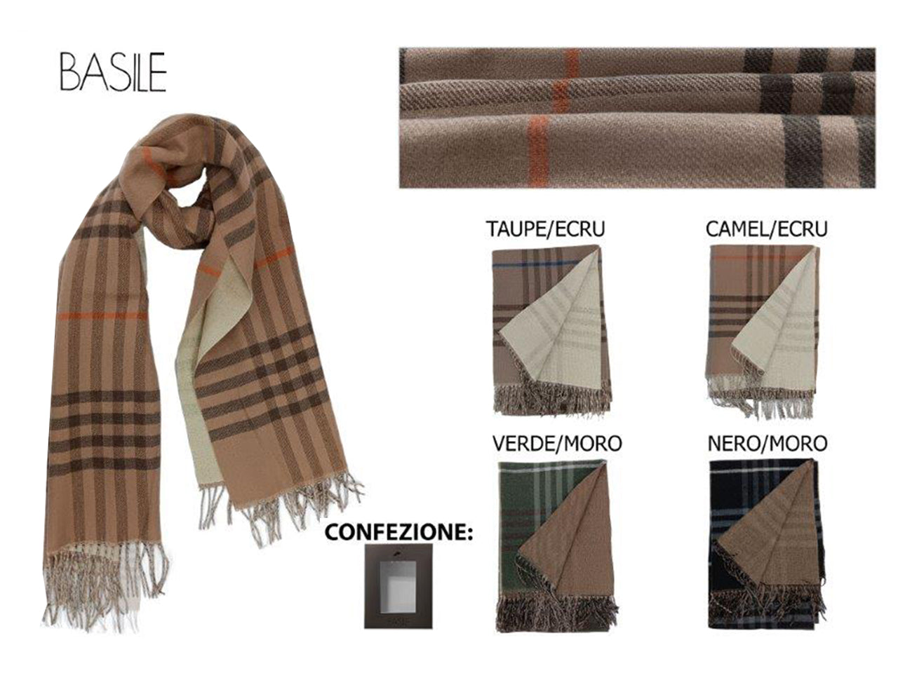 Pashmina check basilecolor camel/ecru