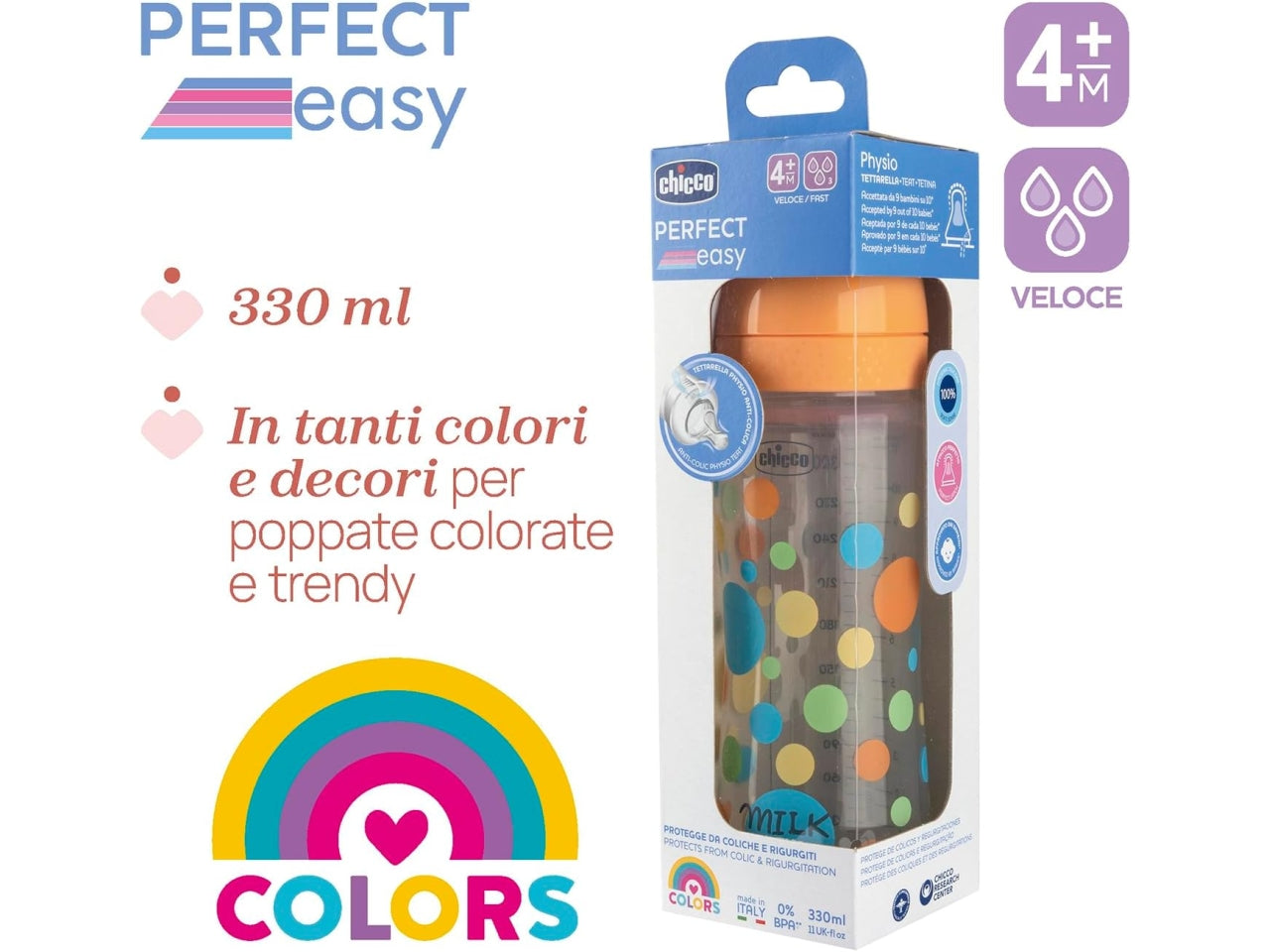 Chicco Biberon Perfect Easy Bimbo Silicone Da 330 Ml flusso rapido