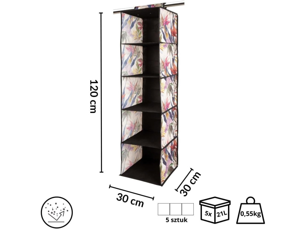 Floral beauty organizer 5 ripiani 30x30xh.120cm