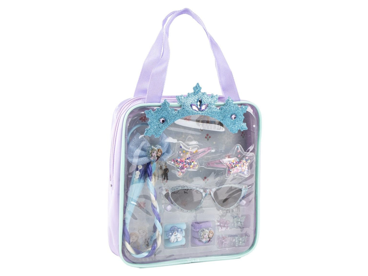 Frozen borsa trasparente con occhiali da sole e accessori per capelli