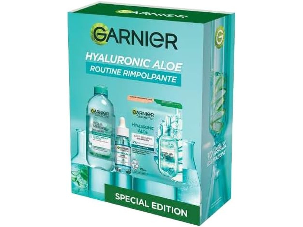 Garnier Haluronic kit comprende aloe skin, siero hyaluronic 30 ml, mask Tissue SA28gr aloe F19