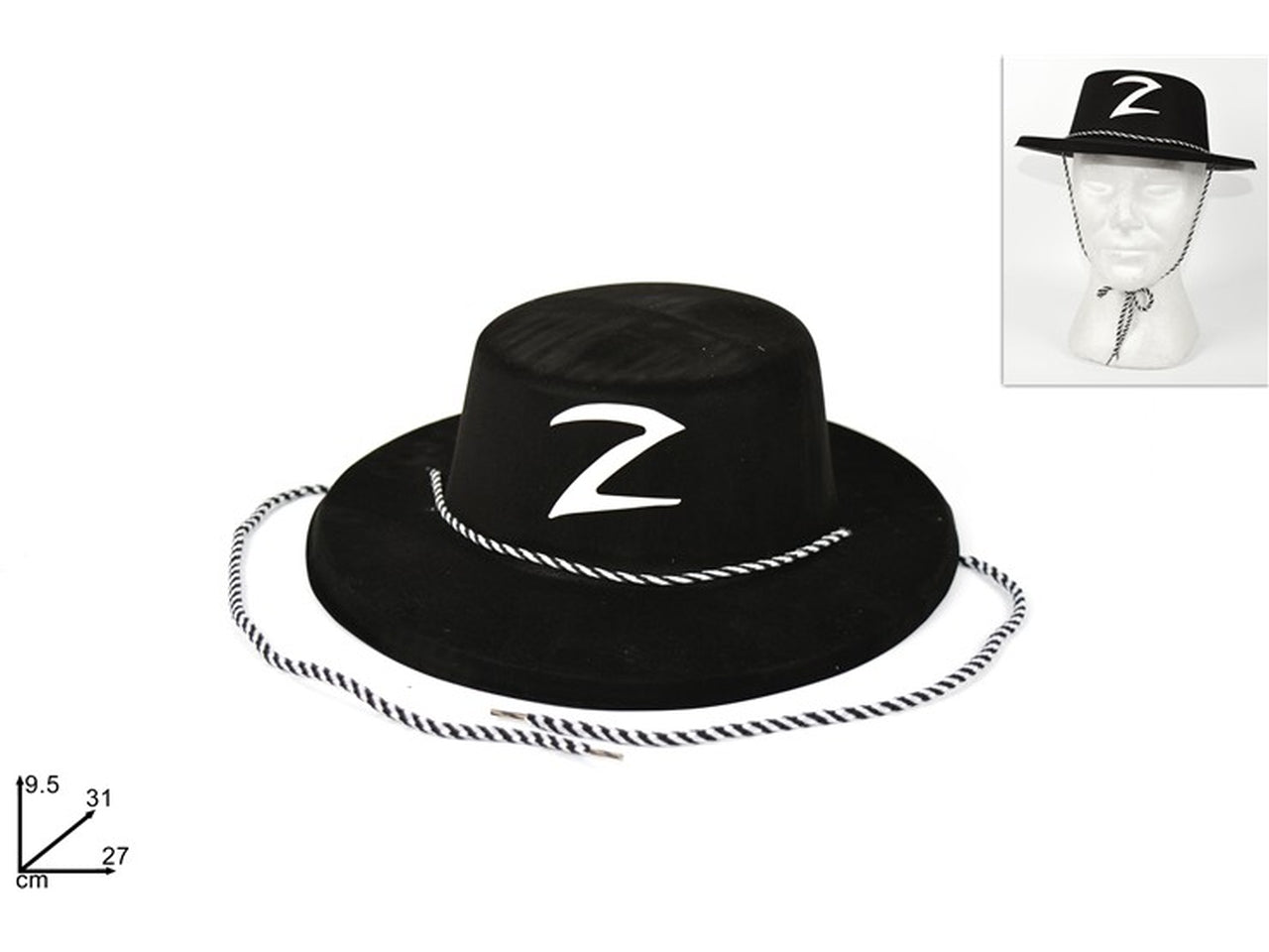Cappello zorro effetto tessuto colore nero