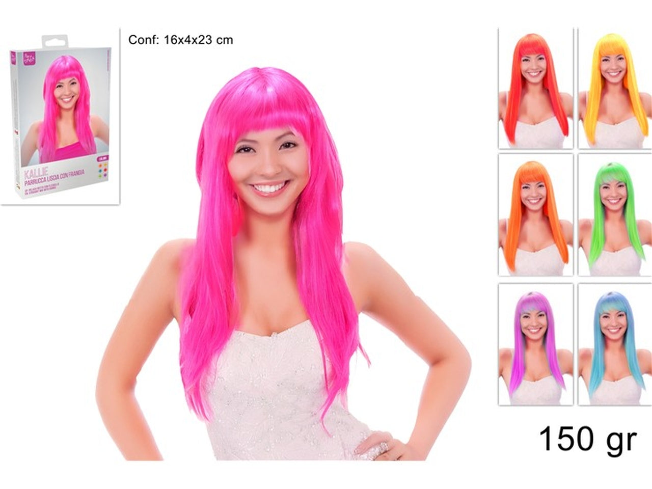 Parrucca lunga liscia colori assortiti
