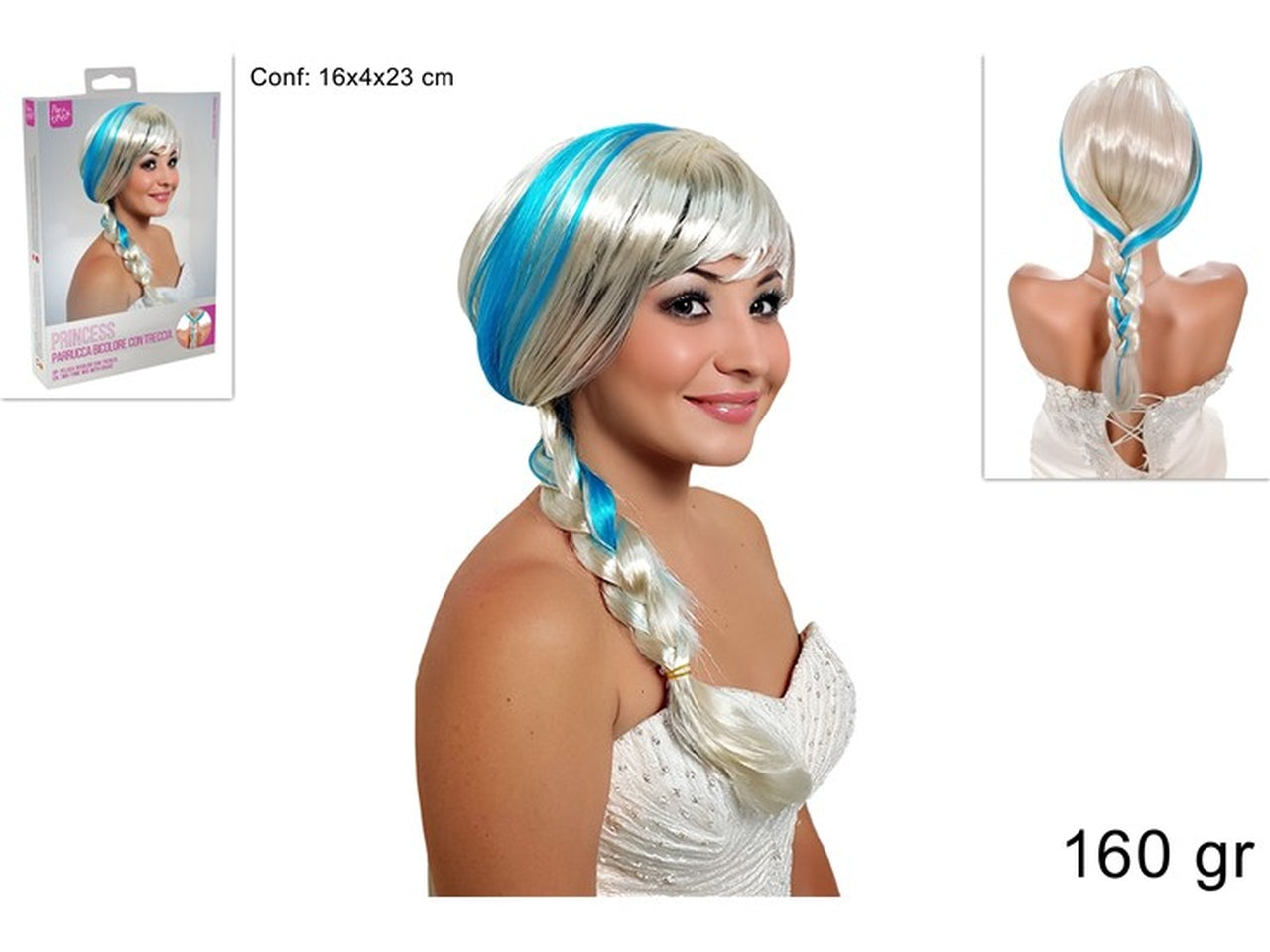 Parrucca con treccia principessa del ghiaccio
