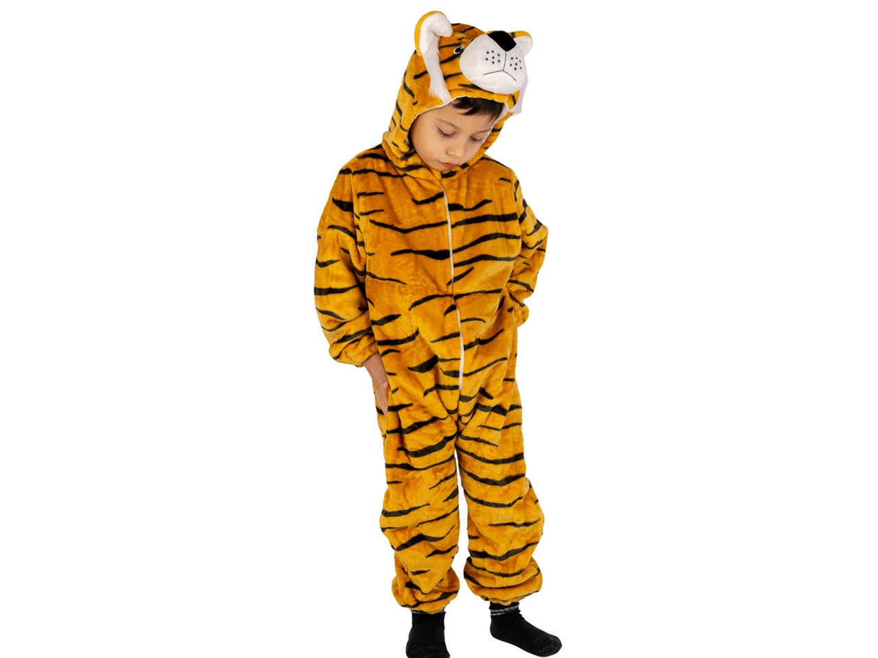 Costume tigrotto, tutina in pelliccetta con cappuccio taglia II 1-2anni