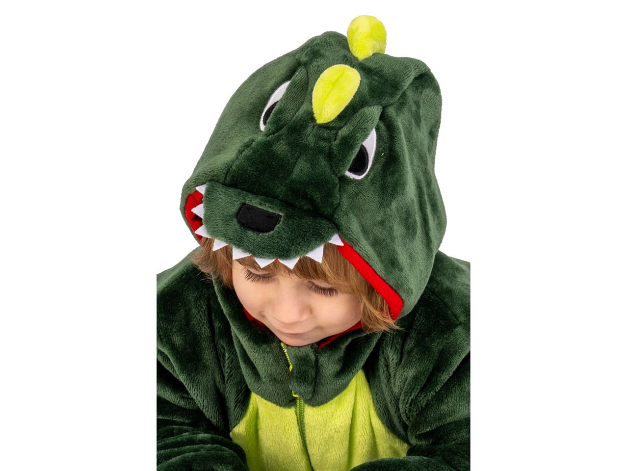 Costume dinosauro, tutina in pelliccetta con cappuccio taglia III 3anni
