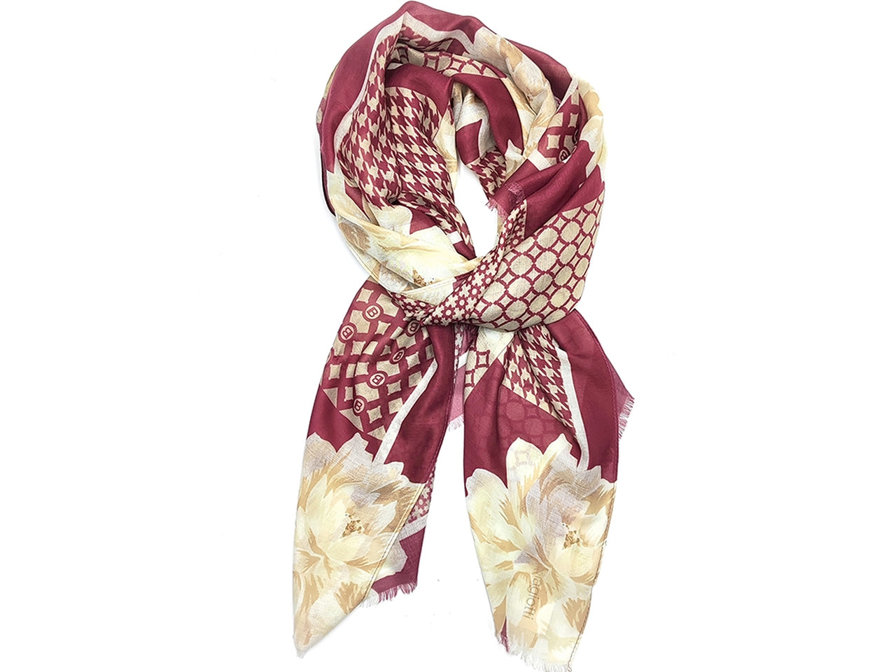 Sciarpa scacchiera bordeaux 80x180cm