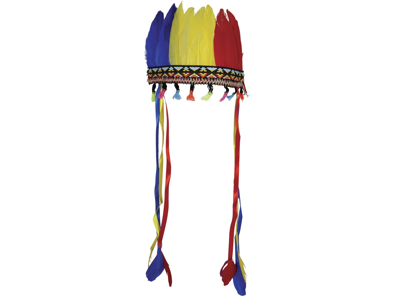 Copricapo indiano con piume multicolore