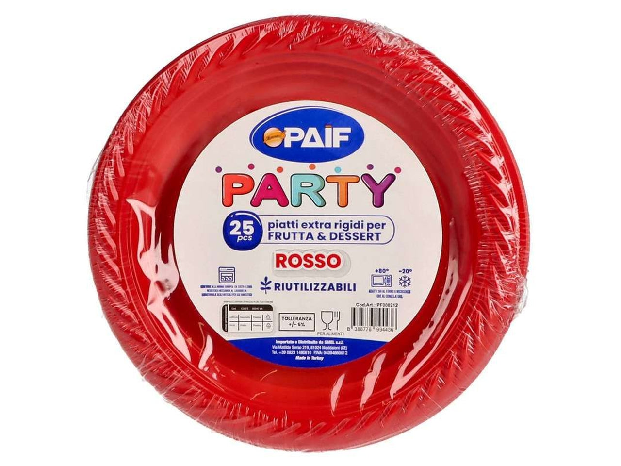 Piatti frutta Paif confezione da 25 pezzi di colore rosso