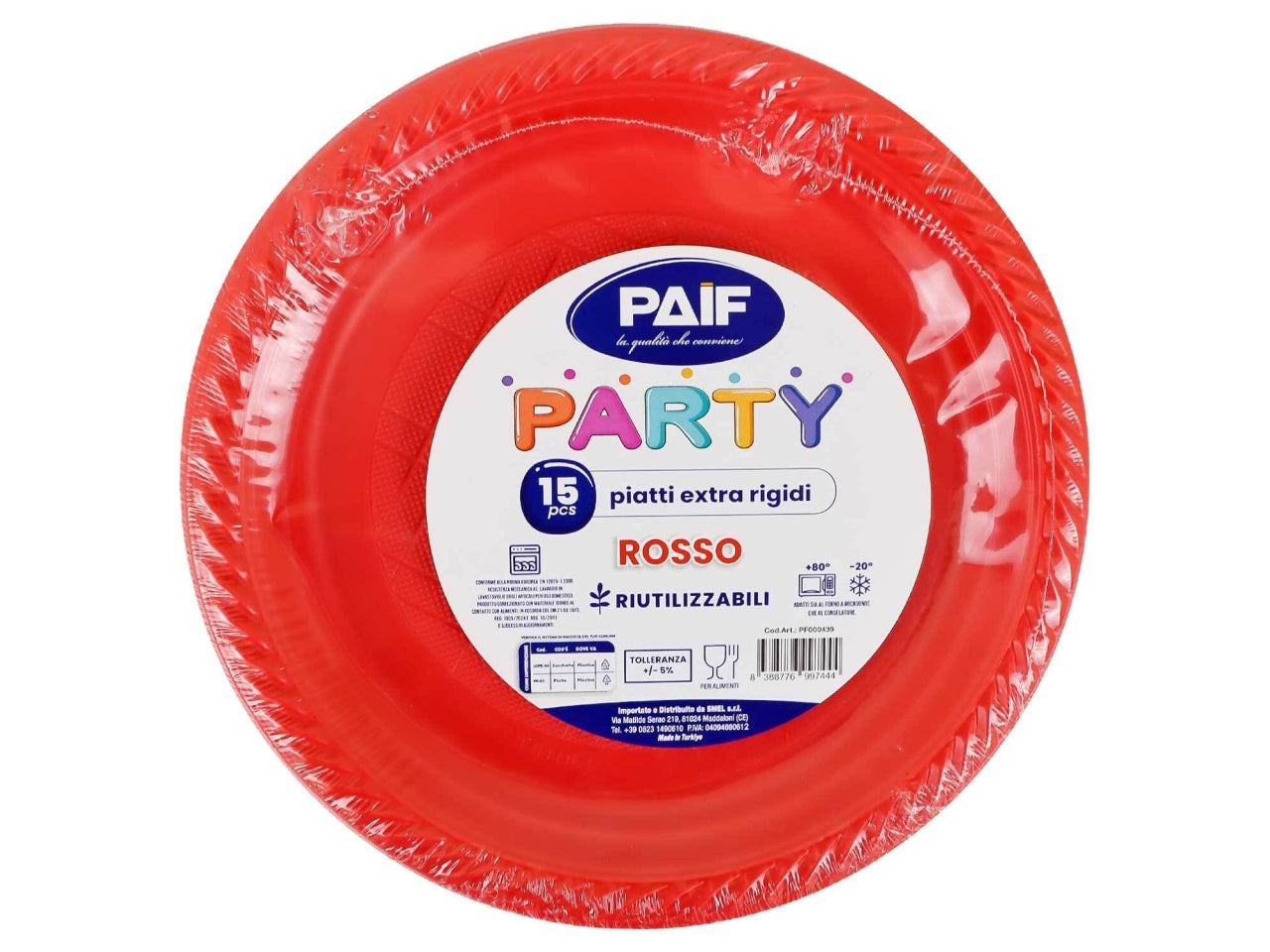 Piatti paif di colore rosso la confezione contiene 15 pezzi