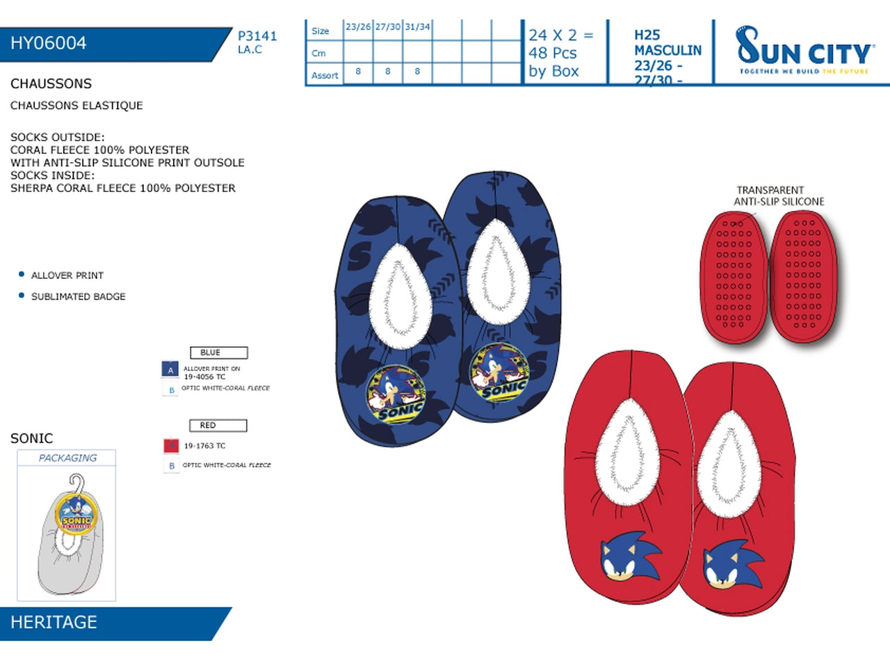 Sonic pantofola invernale antiscivolo misure dalla 23/26 alla 31/34 23-34