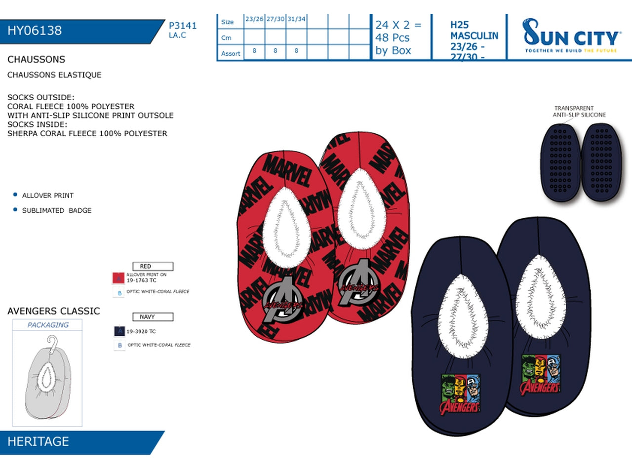 Avengers pantofola invernale antiscivolo misure dalla 23/26 alla 31/34 23-34
