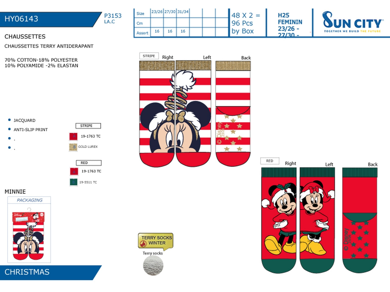 Minnie calze antiscivolo dalla 23/26 alla 31/34 23-35