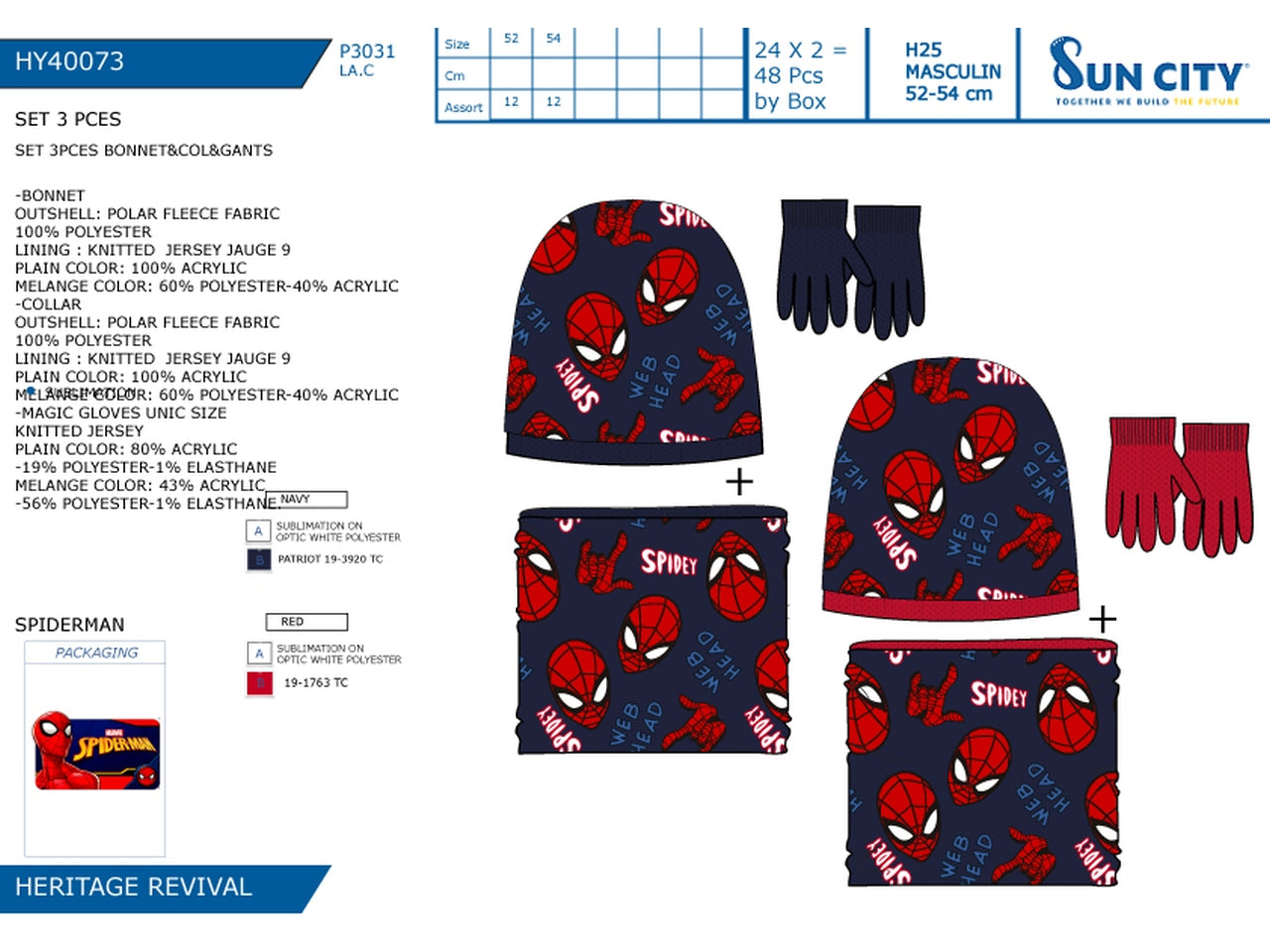 Spiderman cappello guanti e collo