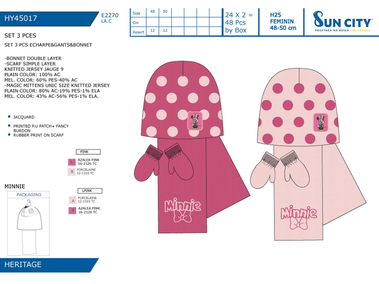 Minnie cappello guanti e sciarpa