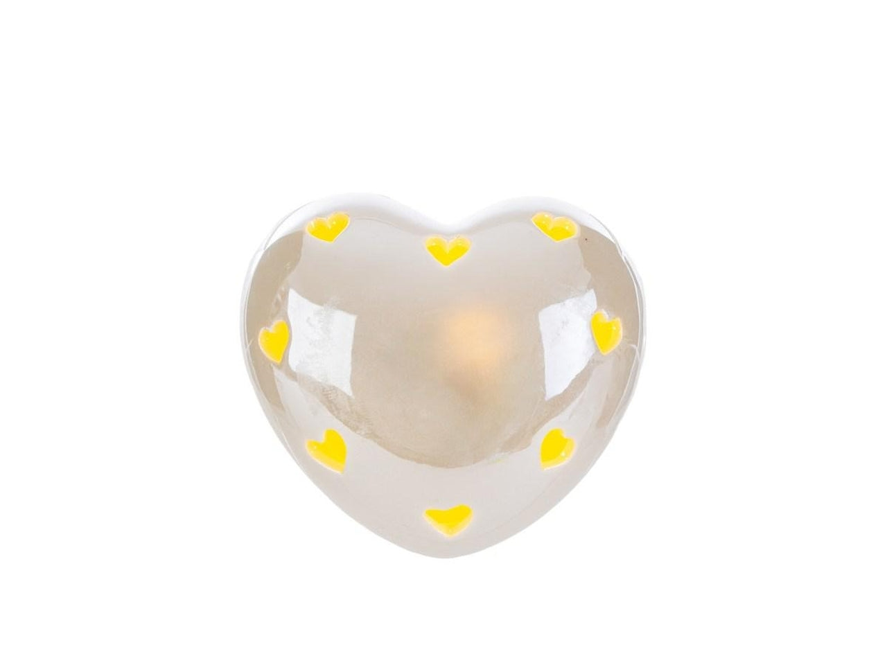 Cuore led in porcellana di colore bianco 8x8xh.5cm
