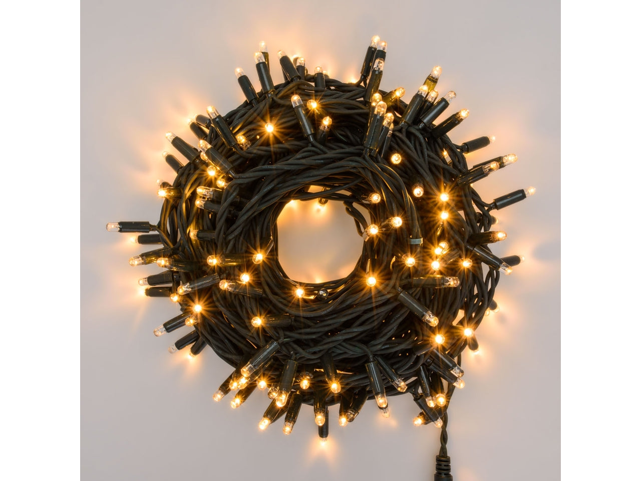 Catena 200 maxi led bianco caldo con gioco di luce flashled diamond bianco caldo, cavo 20mt verde per uso esterno IP67, cavo alimentazione non incluso