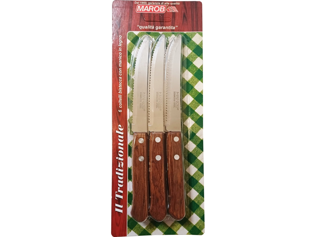 Coltelli da bistecca 11cm 6 pezzi manico in legno