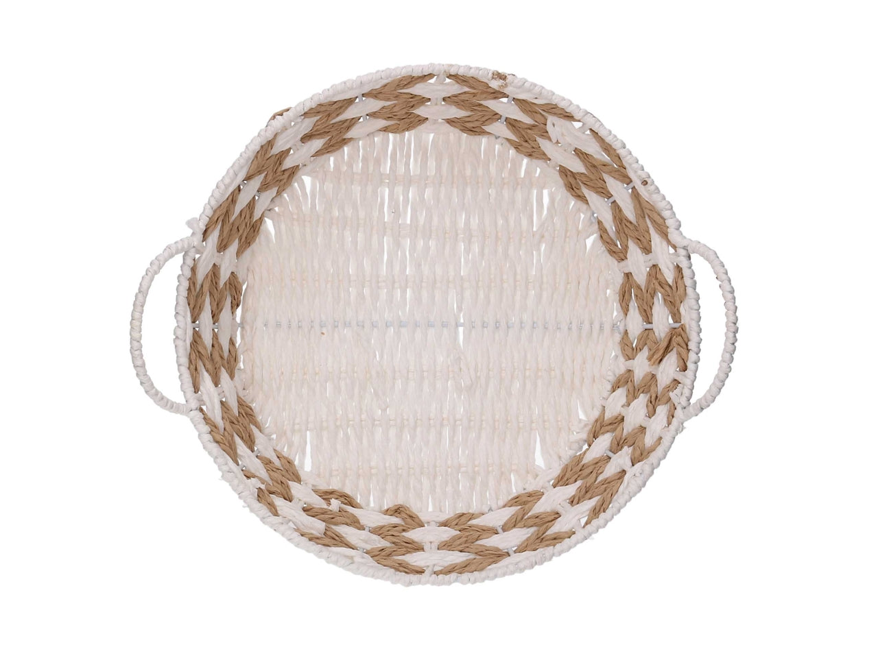 Cesta intrecciato naturale/bianco diametro 30xh.8,5cm