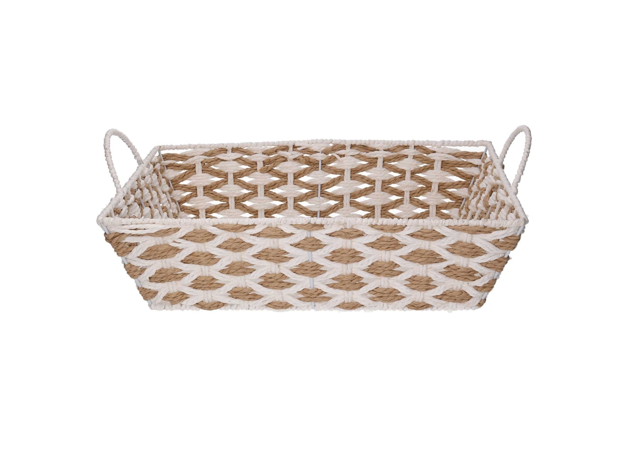 Cesta intrecciato naturale/bianco 43x31xh.11cm