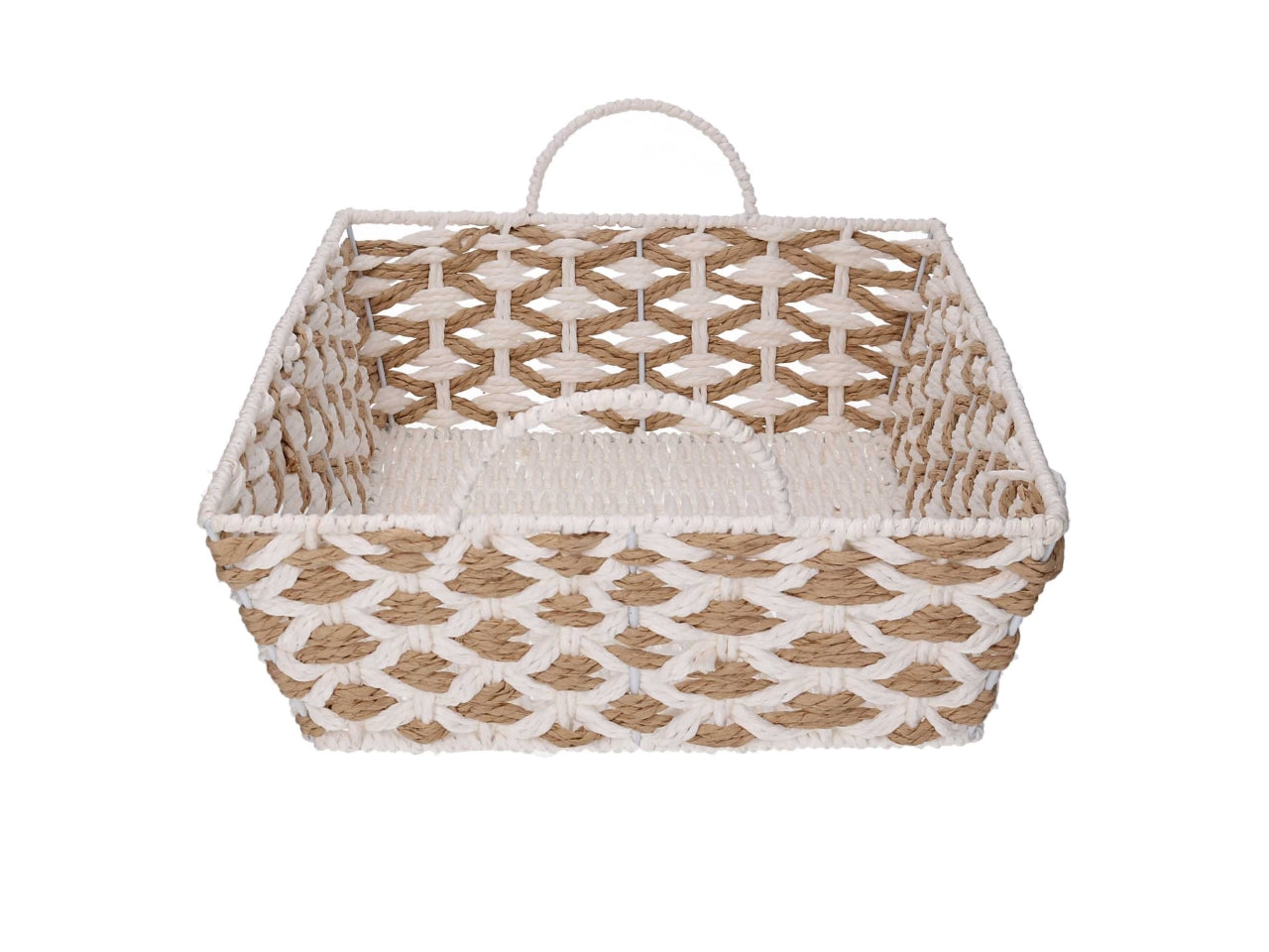 Cesta intrecciato naturale/bianco 43x31xh.11cm