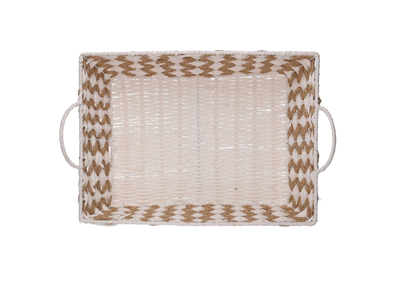 Cesta intrecciato naturale/bianco 43x31xh.11cm