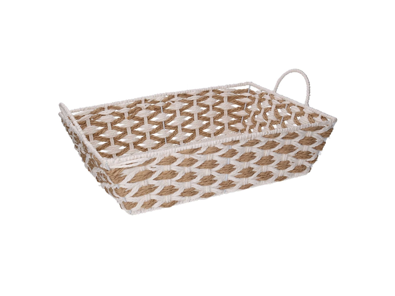 Cesta intrecciato naturale/bianco 43x31xh.11cm