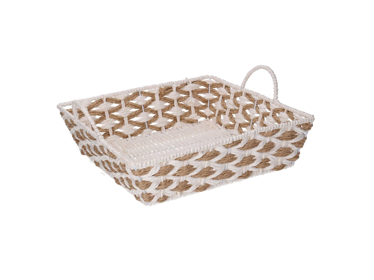 Cesta intrecciato naturale/bianco 31x31xh.8,5cm