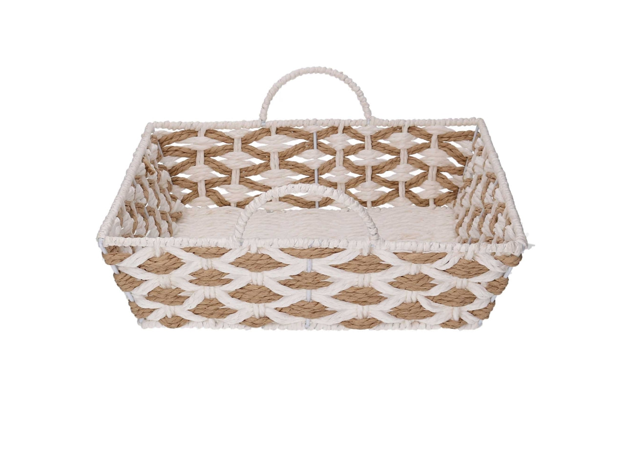 Cesta intrecciato naturale/bianco 31x31xh.8,5cm