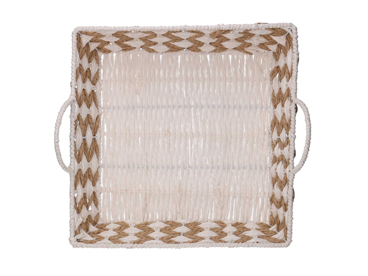 Cesta intrecciato naturale/bianco 31x31xh.8,5cm