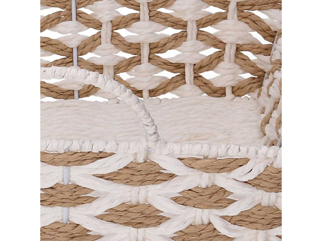 Cesta intrecciato naturale/bianco 31x31xh.8,5cm