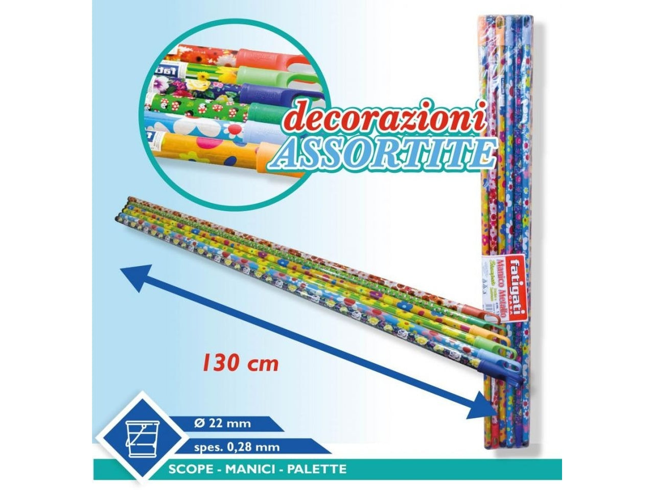 Manico metallo 130cm stampato assortito