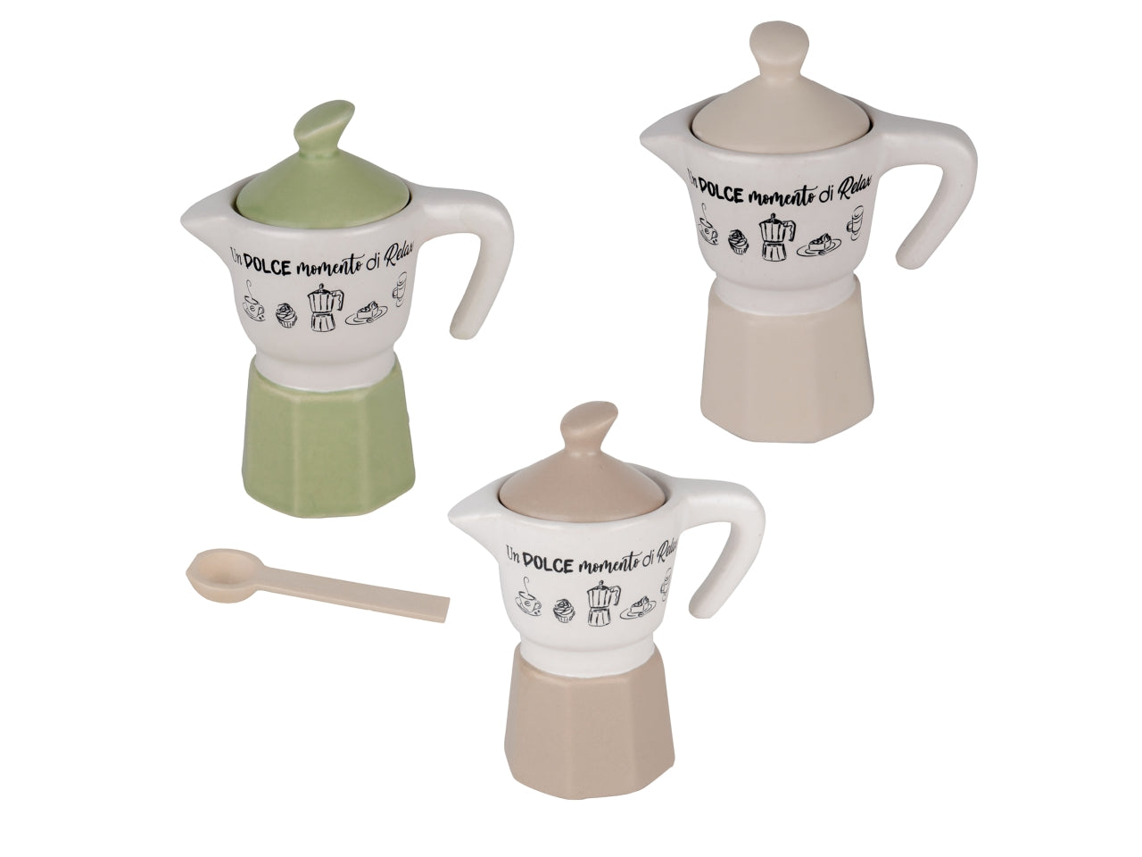 Modern zuccheriera moka "un dolce momento di relax" 11cm, 3colori assortiti