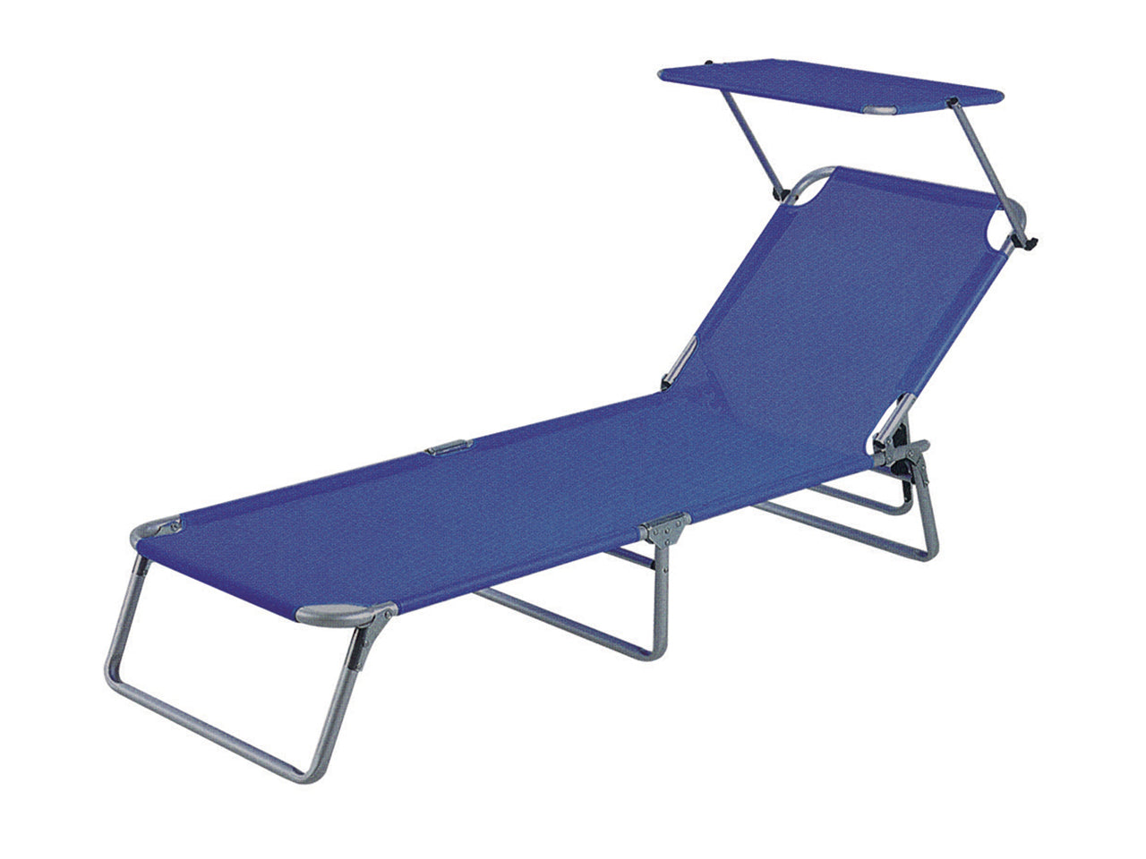 Lettino Sand piegevole c/parasole 186x54x24cm blu