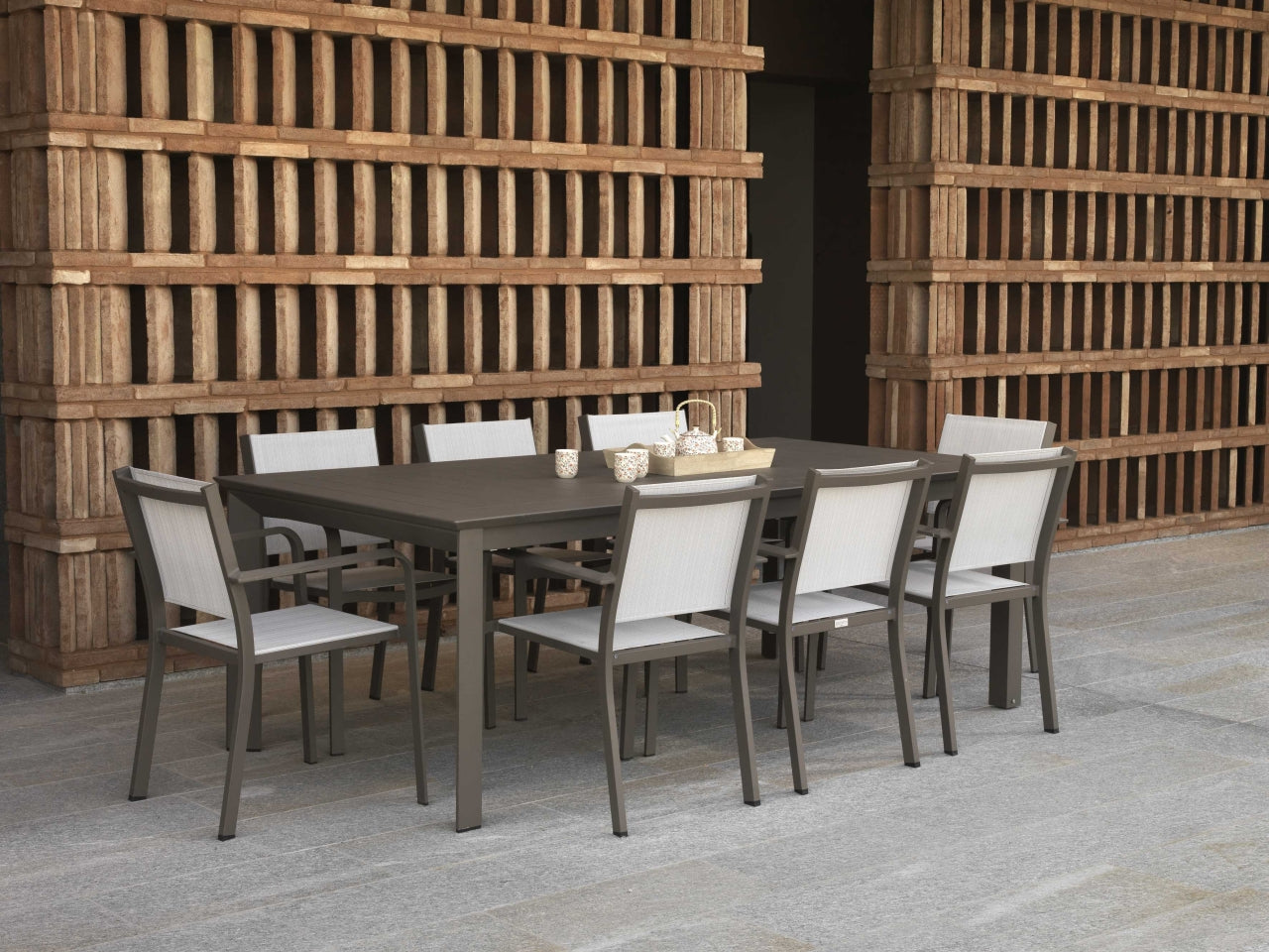 Tavolo alluminio El Paso allungabile marrone rettangolare 220/330x110xh.76cm