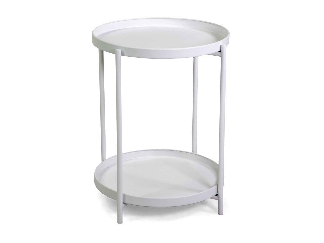 Tavolino metallo Hiro bianco tondo 2 piani d.40xh.50cm
