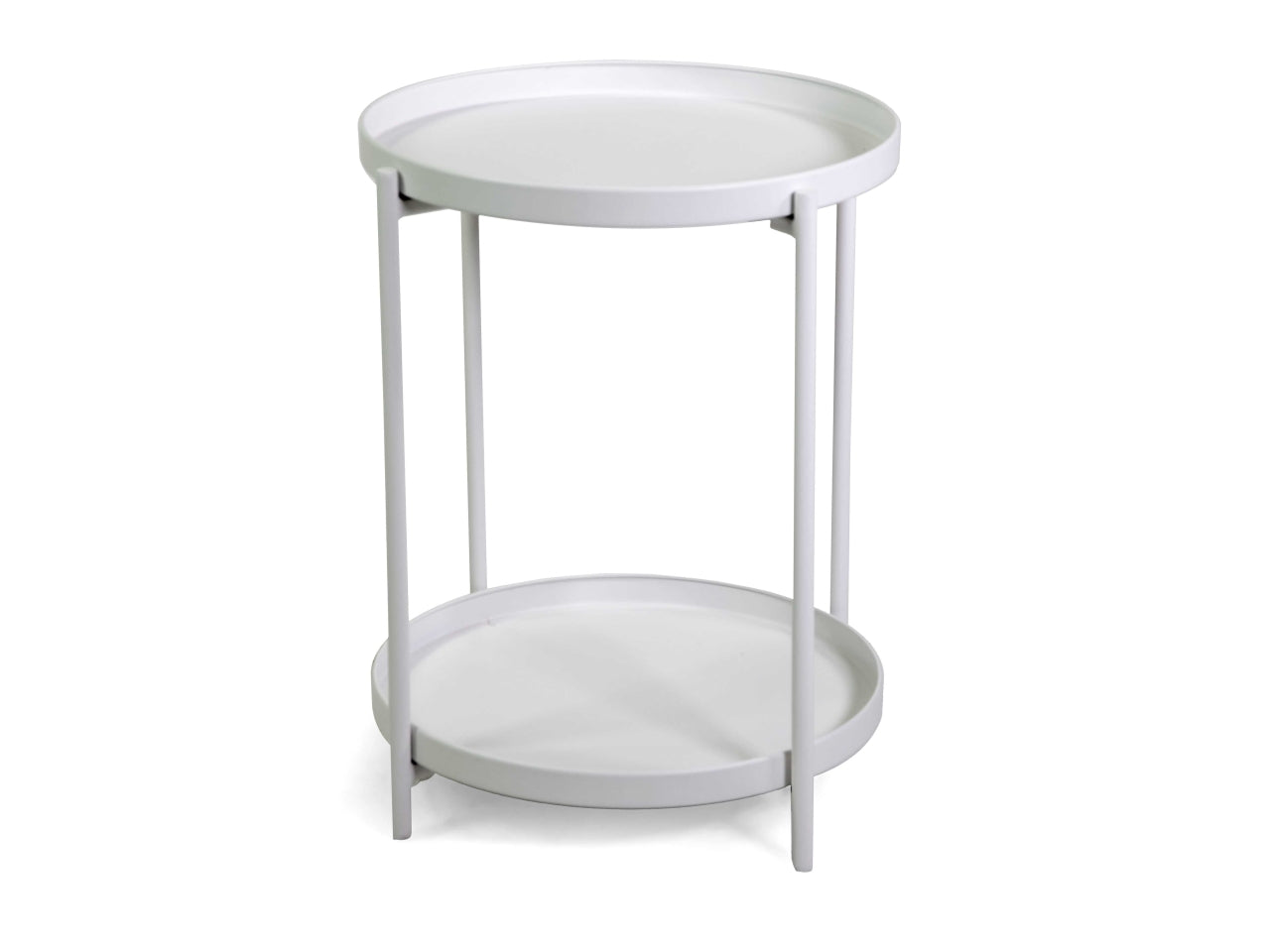 Tavolino metallo Hiro bianco tondo 2 piani d.40xh.50cm