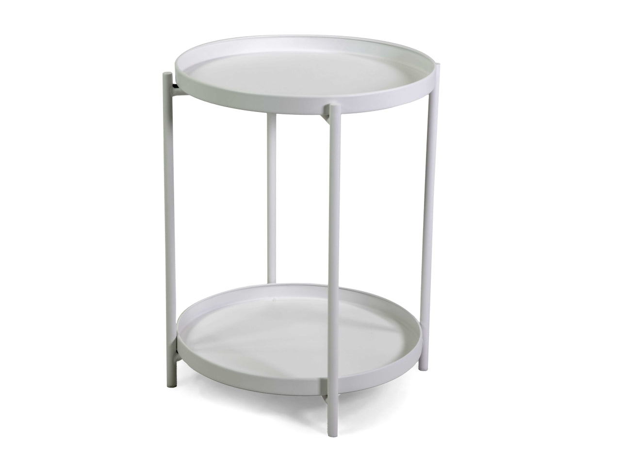 Tavolino metallo Hiro bianco tondo 2 piani d.40xh.50cm
