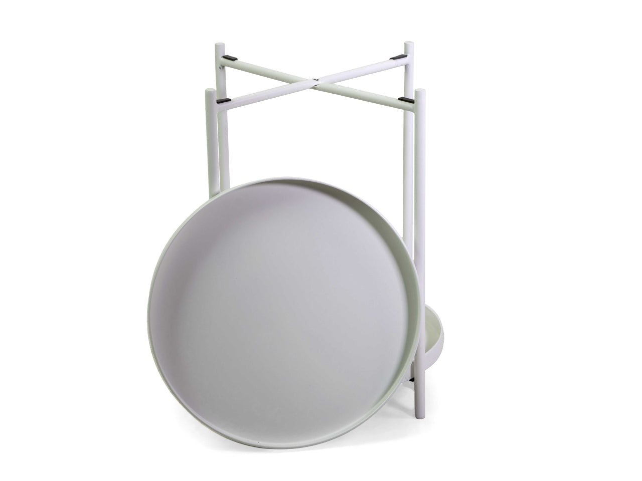 Tavolino metallo Hiro bianco tondo 2 piani d.40xh.50cm