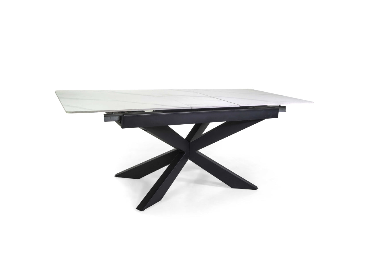 Tavolo metallo Pepper allungabile top bianco pietra sinterizzata 160/200x90xh.76cm