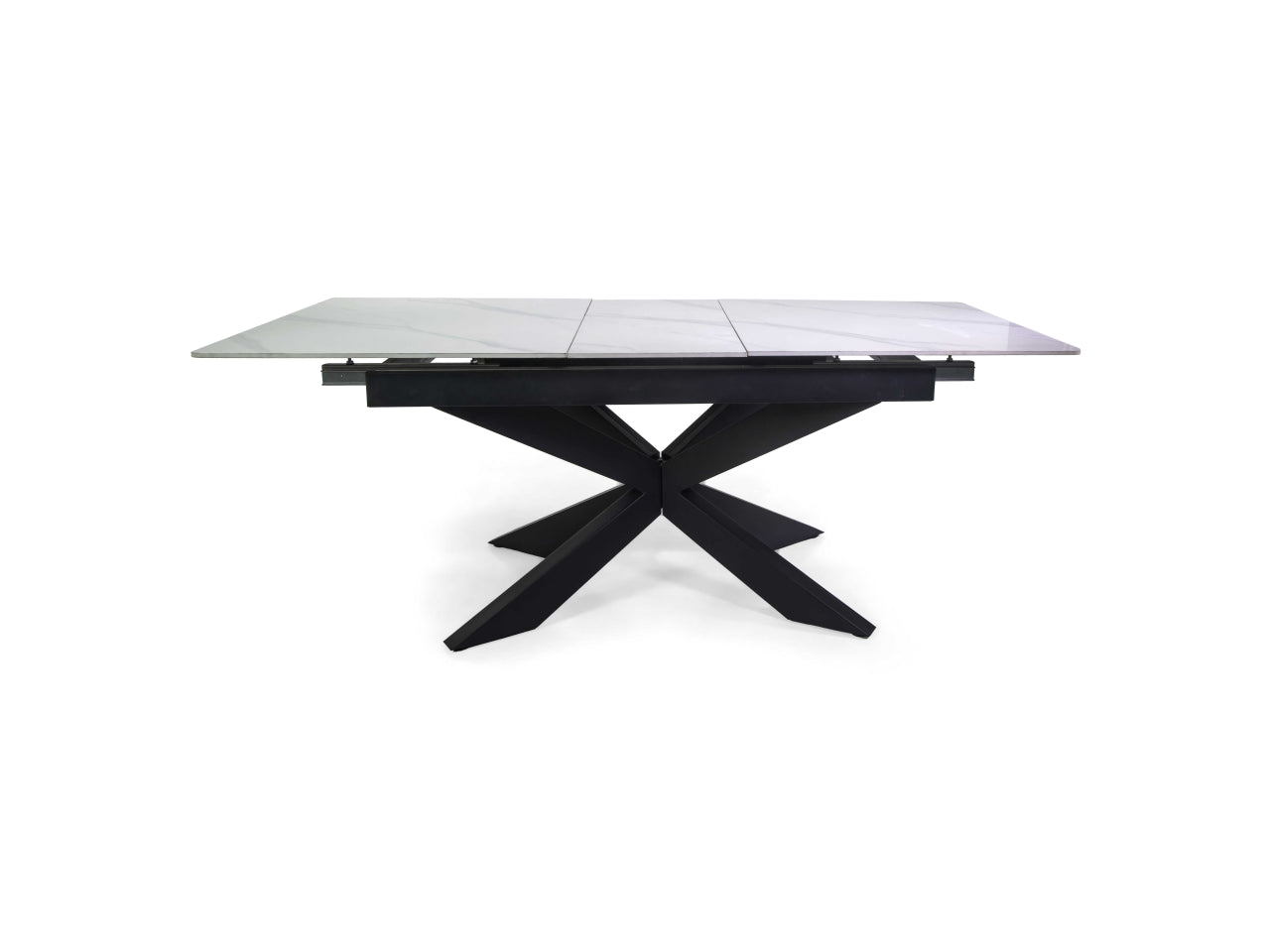 Tavolo metallo Pepper allungabile top bianco pietra sinterizzata 160/200x90xh.76cm