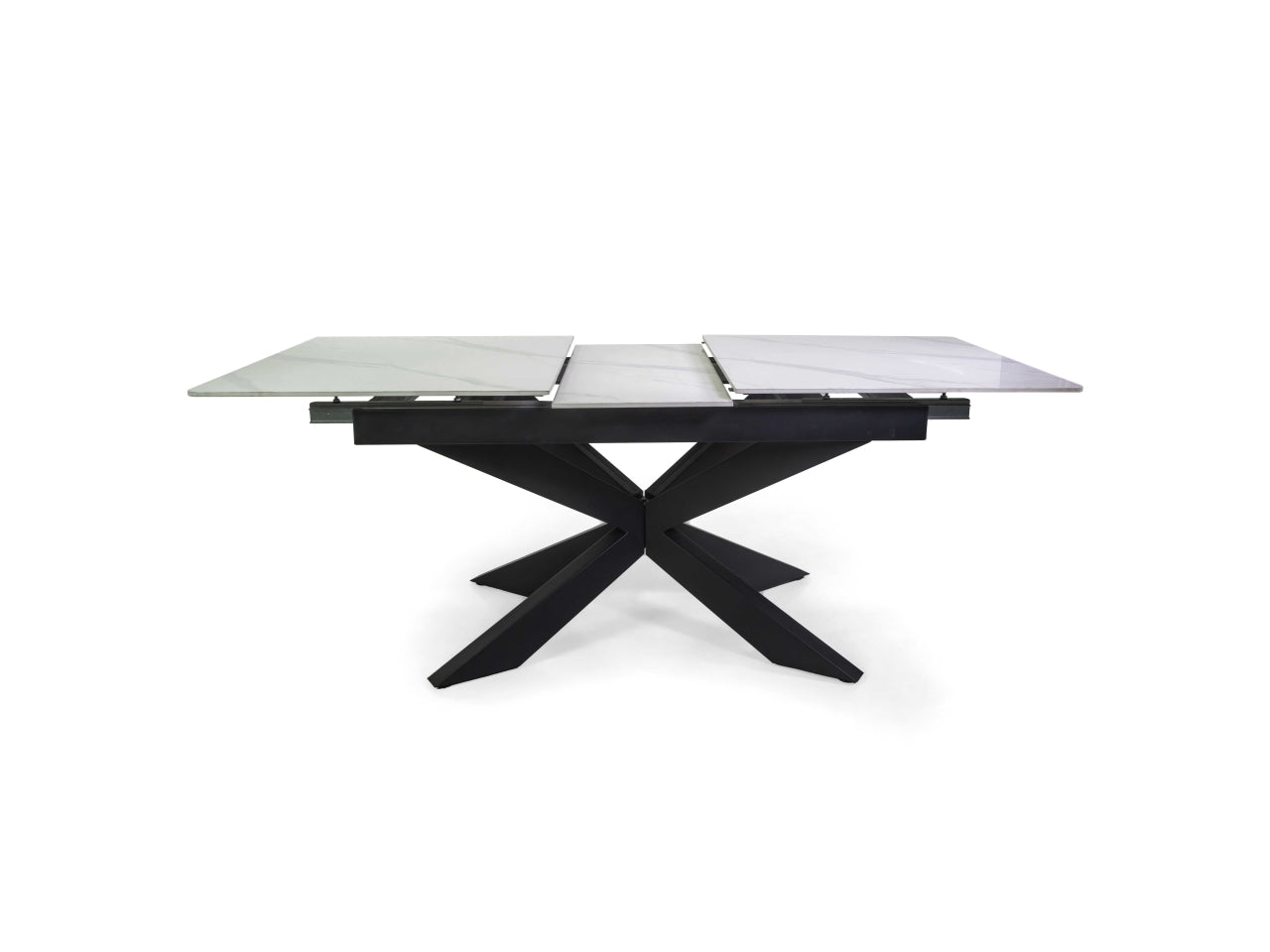 Tavolo metallo Pepper allungabile top bianco pietra sinterizzata 160/200x90xh.76cm