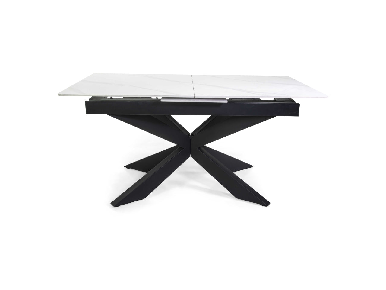 Tavolo metallo Pepper allungabile top bianco pietra sinterizzata 160/200x90xh.76cm