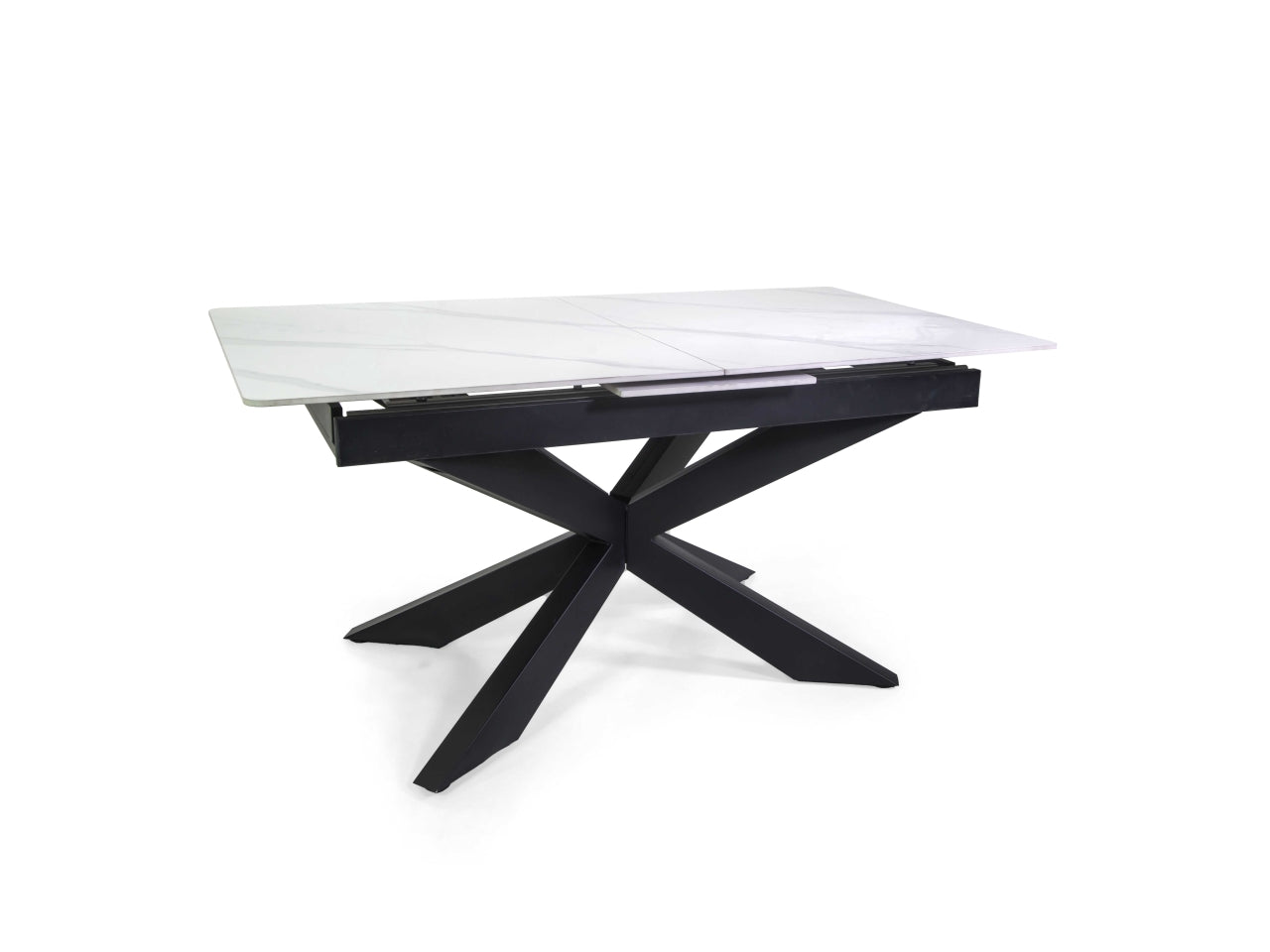 Tavolo metallo Pepper allungabile top bianco pietra sinterizzata 160/200x90xh.76cm