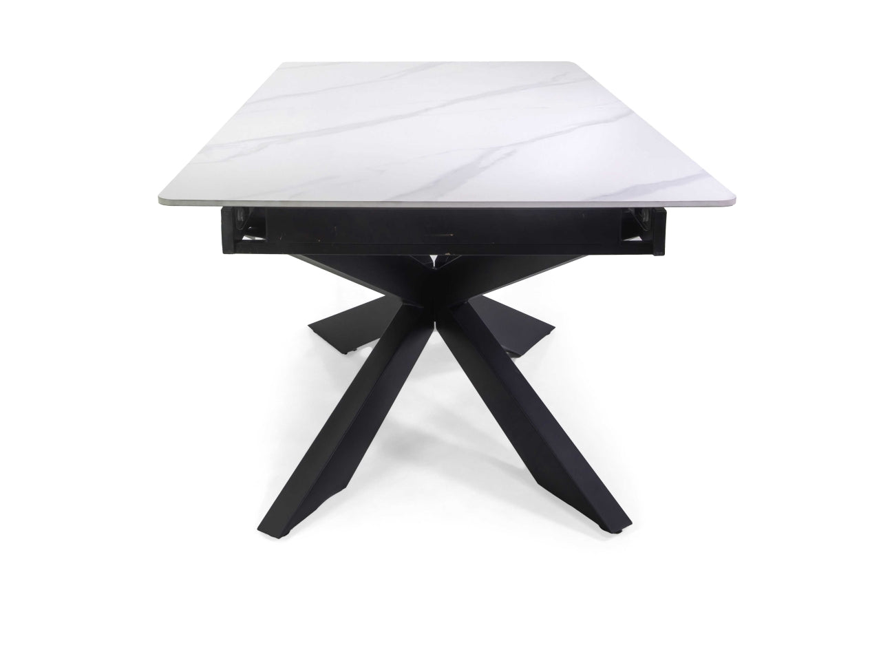 Tavolo metallo Pepper allungabile top bianco pietra sinterizzata 160/200x90xh.76cm